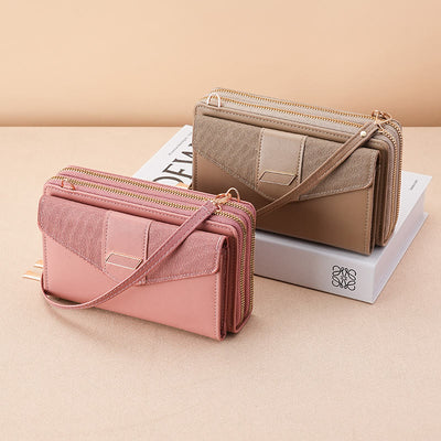 Phone Bag For Women PU Leather Multi-Slot Crossbody Zipper Purse