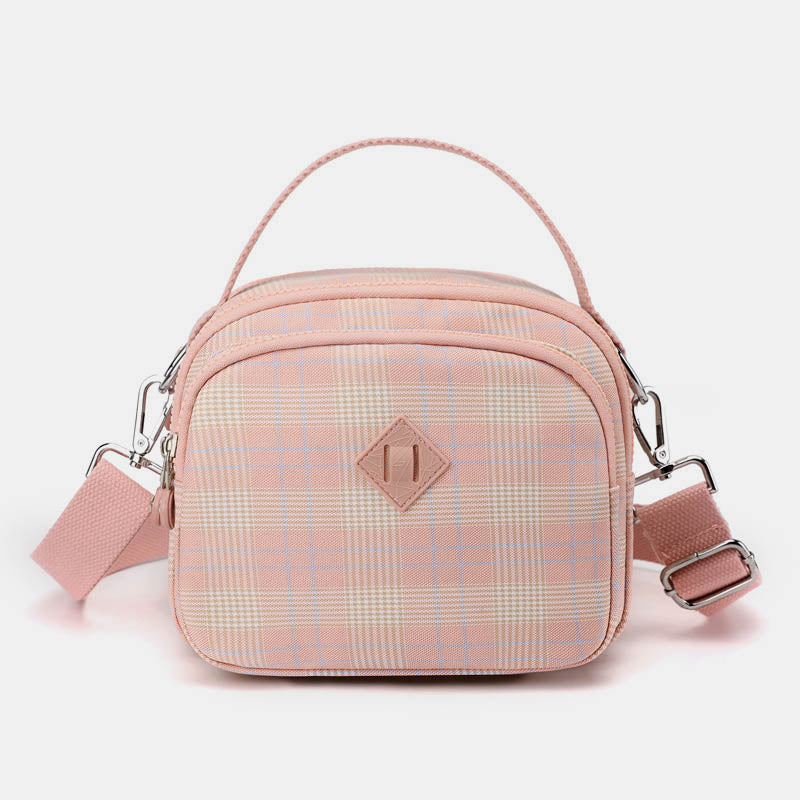 3 Layer Crossbody Bag for Women Lightweight Plaid Printed Shoulder Bag