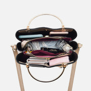Triple Compartment Handbag Faux Splice Bucket Bag Shoulder Purses