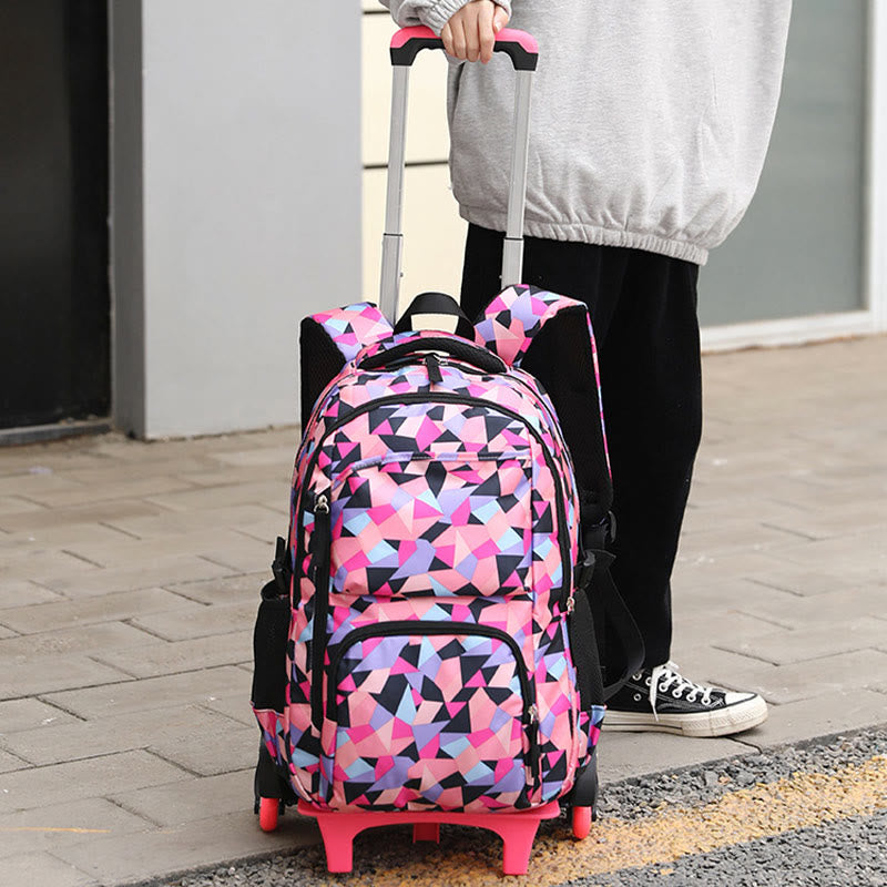 Rolling Wheels School Bag For Boys Girls Colorful Printing Backpack