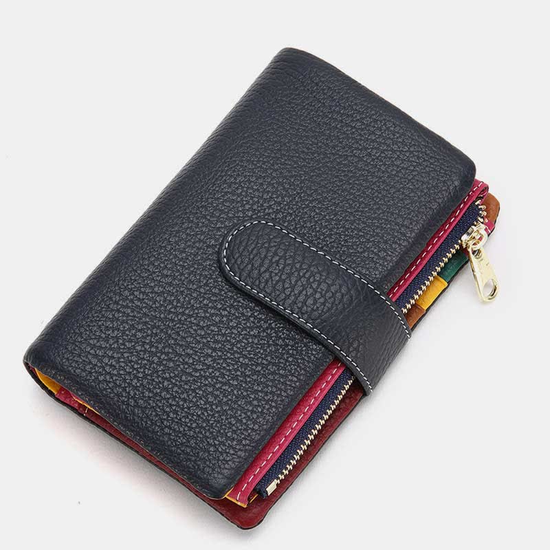 Multi-Slot Real Leather Wallet for Women RFID Blocking Bifold Compact Wallet