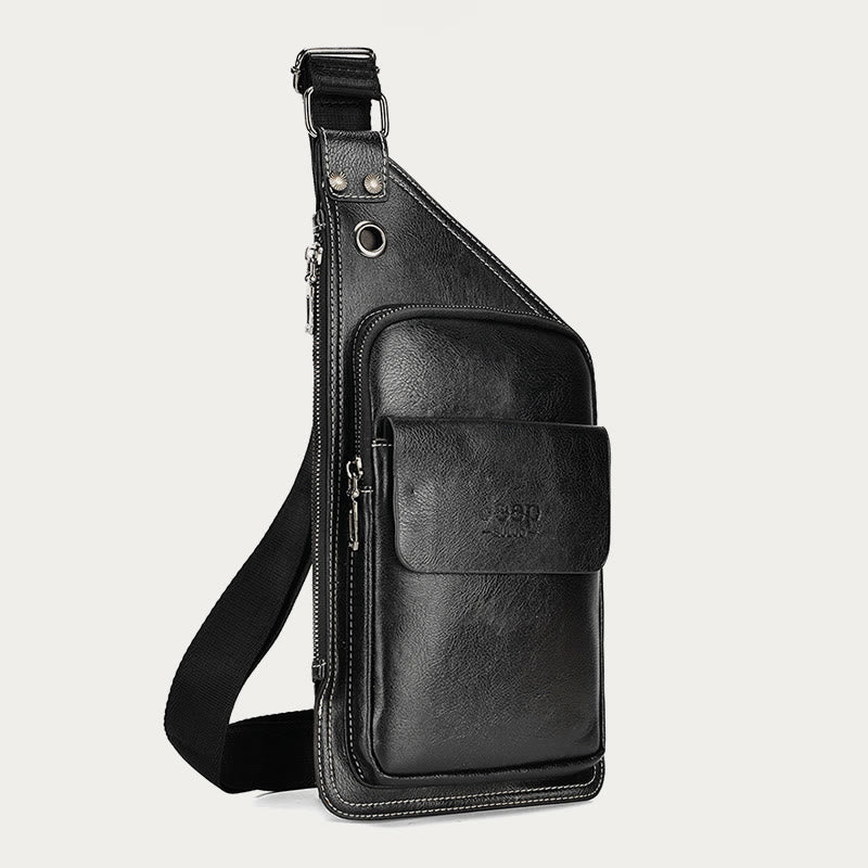 Sling Bag For Men Soft PU Leather Crossbody Chest Bag