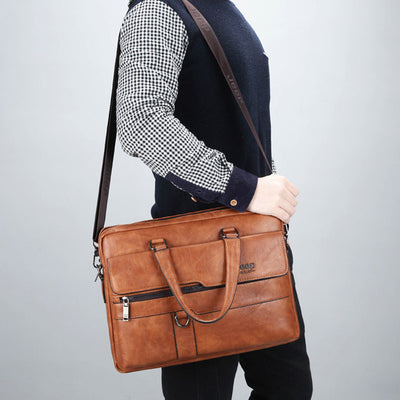 Lightweight Soft PU Messenger Bag Classic Slim Business Briefcase Crossbody Bag