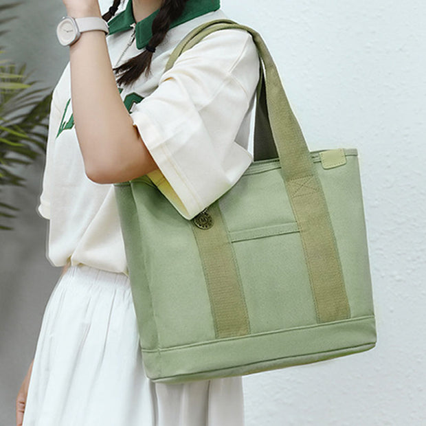 Large Underarm Tote For Women Durable Canvas Handbag With Zipper