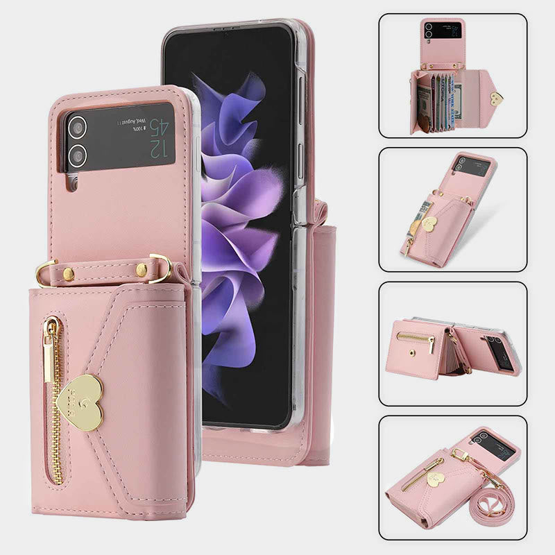 Phone Case For Samsung Card Zipper Protective Cover Purse