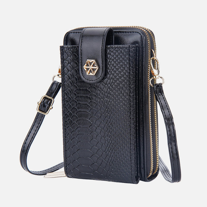 Solid Snakeskin Grain Phone Bag For Women Elegant Crossbody Wallet