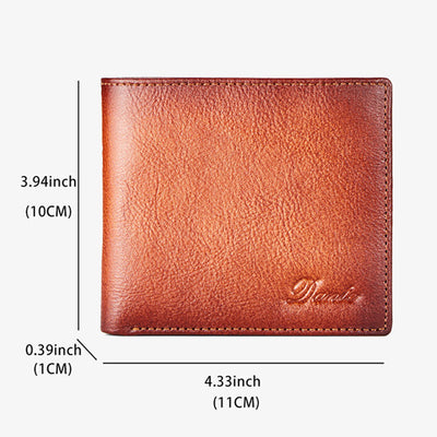 Retro Trifold Wallet For Men RFID Blocking Leather Purse