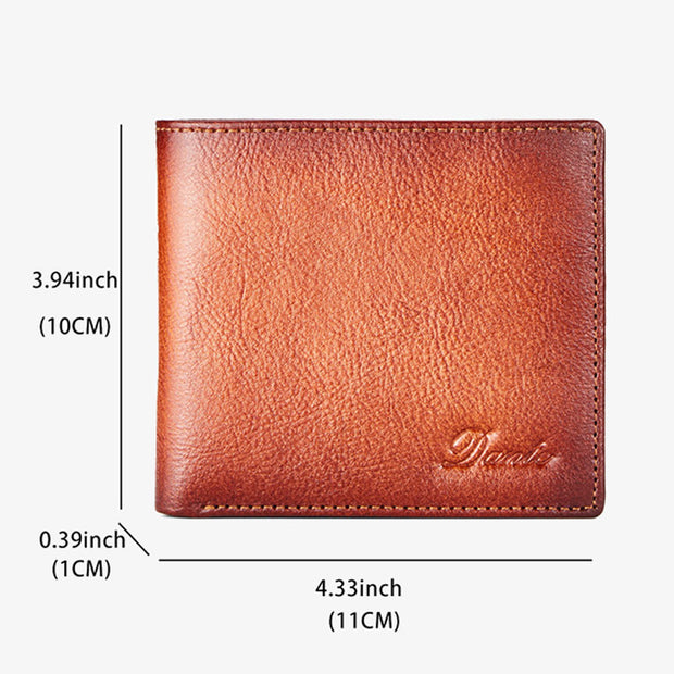 Retro Trifold Wallet For Men RFID Blocking Leather Purse