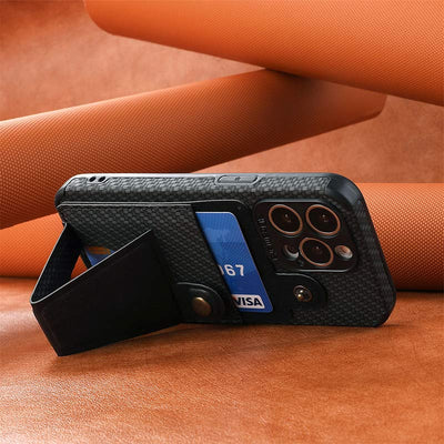 Shockproof Dustproof Leather Phone Case for iPhone with Card Slot Kickstand