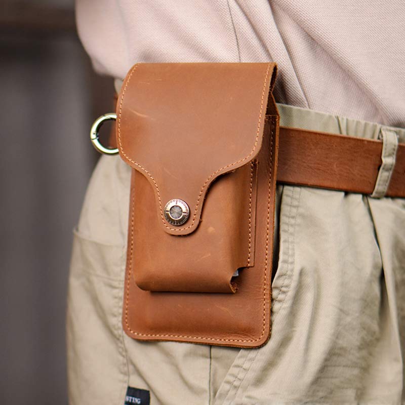 Genuine Leather Holster for Belt Universal Cell Phone Case on Belt