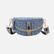 Womens Waist Bag Embossing Chain Strap Crossbody Shoulder Bag