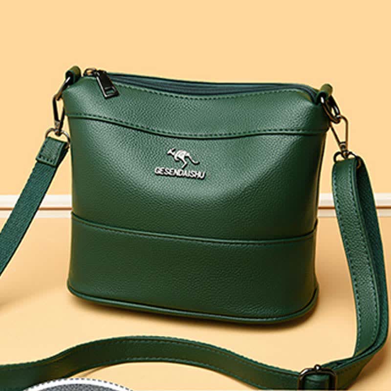 Leather Bucket Bag for Women Small Shoulder Bag with Crossbody Strap