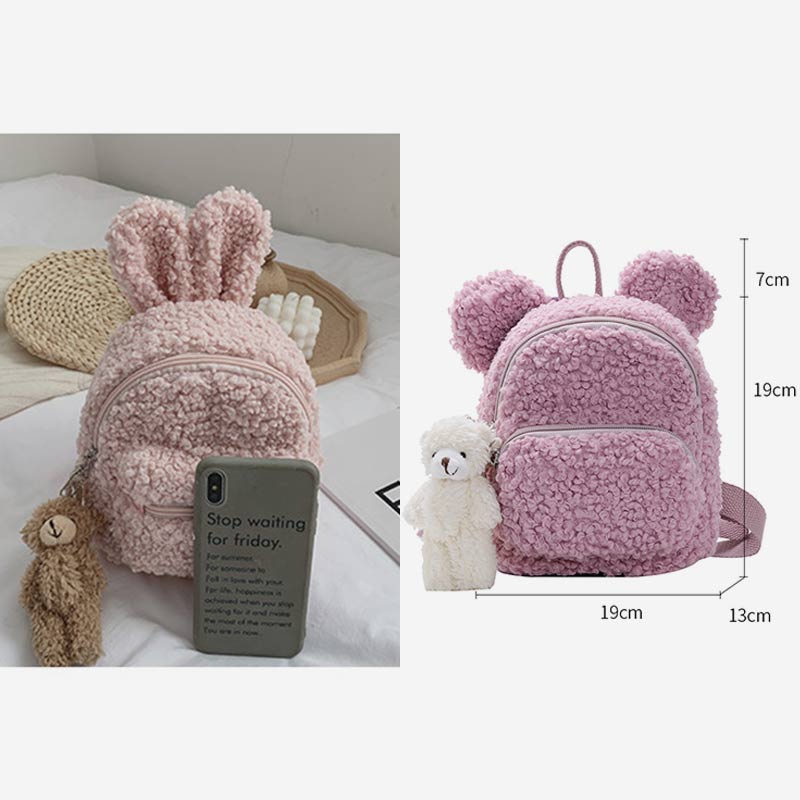 Multi-carry Baby/Toddler Rabbit Ear Plush Backpack Mini Backpack for Boys Girls