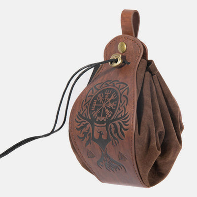 Leather Pouch Holster Portable Drawstring Purse LARP Renaissance Waist Bag