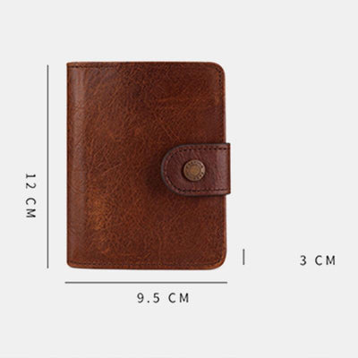 12 Card Slots Genuine Leather RFID Anti theft Short Wallet