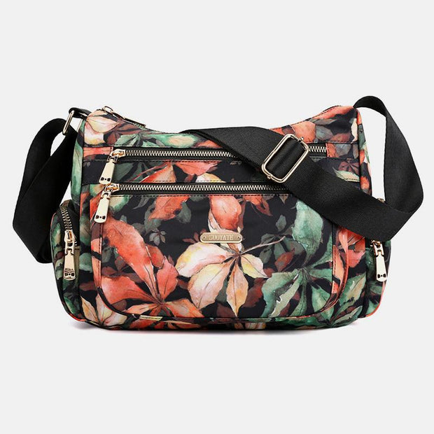 Lightweight  Nylon Flower Printed Crossbody Bag