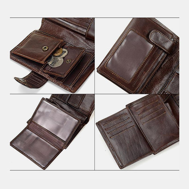 Multi-slot Trifold Genuine Leather Vintage Wallet