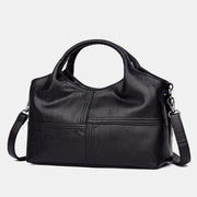 Soft Leather Handbags Stitching Solid Shoulder Bag