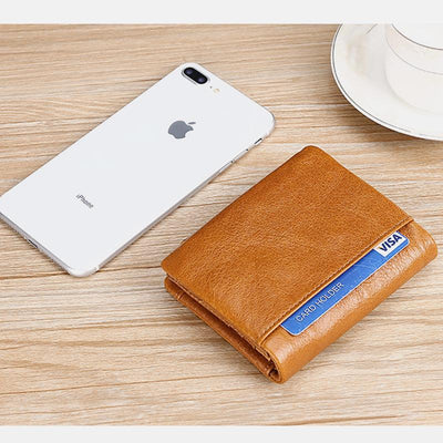 Genuine Leather RFID Trifold Vintage Wallet