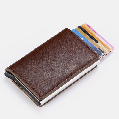 RFID Credit Card Holder With Hand-Push Metal Card Case