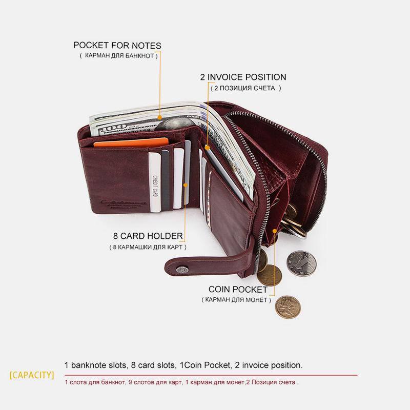 RFID Multifunctional Leather Vintage Wallet