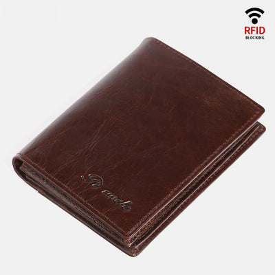 RFID Vertical Genuine Leather Multi-Slot Wallet