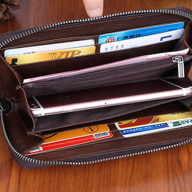 Wallet for Women Multi-Slot Leather Vintage Printing Flower Cash Purse