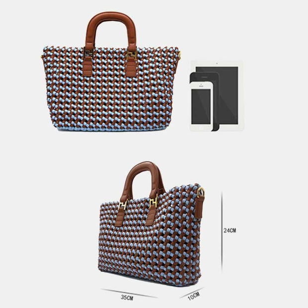 Handbag for Women Woven Large Capacity Leather  Crossbody Tote Bag
