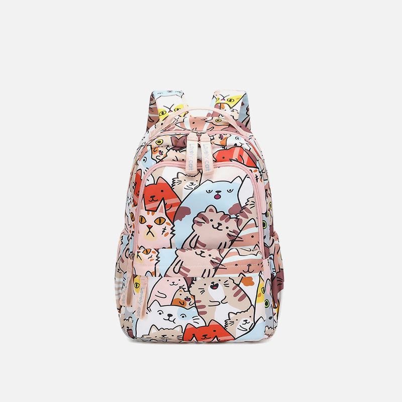 Backpack for Women Funny Cat Cartoon Printing Waterproof School Handbag