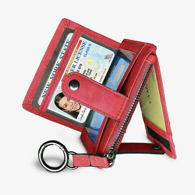 Slim Card Case Front Pocket Wallet Women Credit Card Holder with Keychain