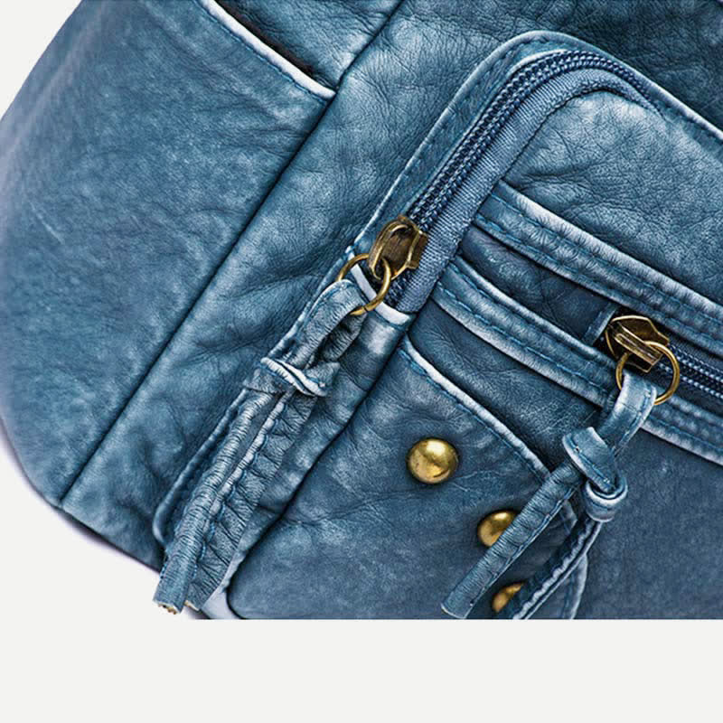 Denim Color Tote Handbags Big Capacity Faux Leather Shoulder Purse