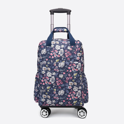 Floral Pull Rod Duffel Bag For Women Waterproof Shopping Cart