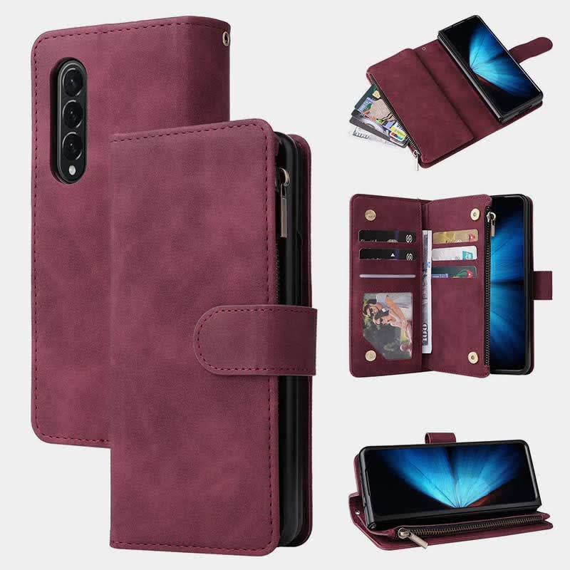 Shockproof Sansung Galaxy Z Fold 4 Fold 3 Case Wallet with Multiple Card Slot