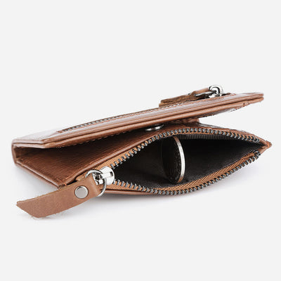 Genuine Leather RFID Wallet For Men Minimalist Large Retro Purse