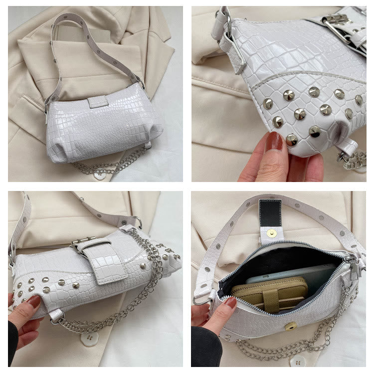 Crossbody Bag For Women Crocodile Pattern Retro Punk Party Bag