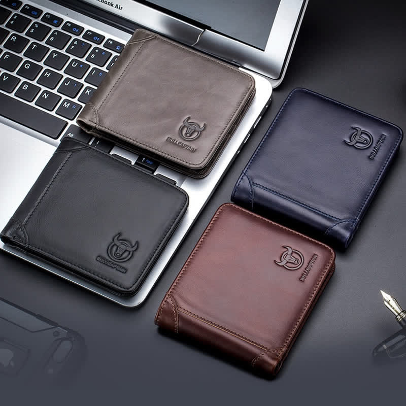 RFID Trifold Genuine Leather Large Capacity Wallet