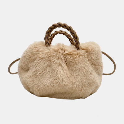 Women Faux Fur Winter Handbag Shoulder Bag Top Handle Satchel Purse