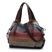Color Block Stripe Vintage Shoulder Bag