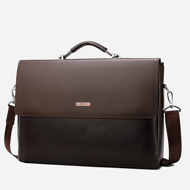 Briefcase for Men Business Computer PU Leather Casual Shoulder Bag