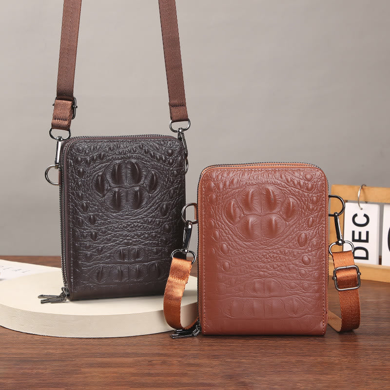 Detachable Strap Phone Bag For Women Embossing Leather Crossbody Bag