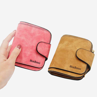 Small Wallet for Women Multi-Slot Zipper Pocket Bifold Wallet with ID Window