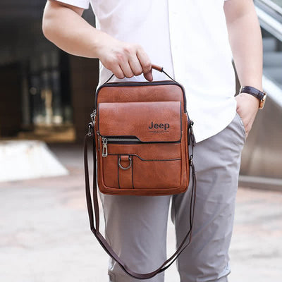 Lightweight Soft PU Messenger Bag Classic Slim Business Briefcase Crossbody Bag