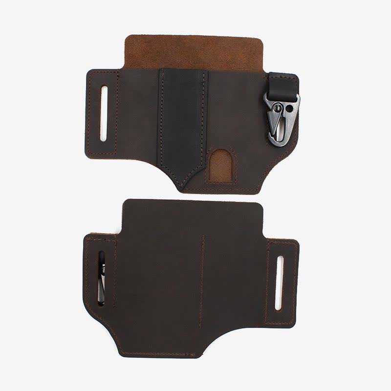 Leather Multitool Sheath for Belt EDC Belt Organizer with Key Holder