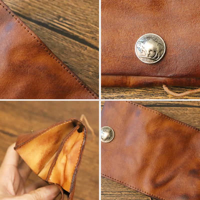 Retro Handmade Genuine Leather Card Holder Wallet for Men Women