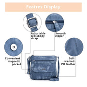 Women Handbags and Purses Double Layers Soft Leather Crossbody Shoulder Bag