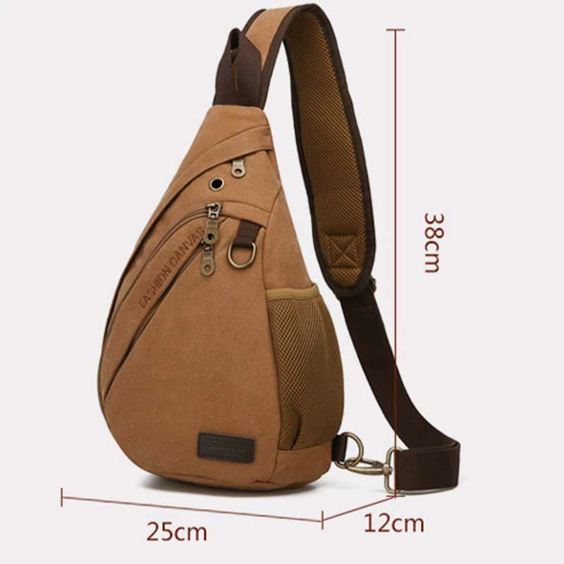 Canvas Chest Bag Men Minimalist Travel Large Sling Bag