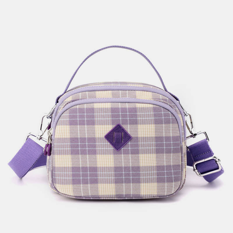 3 Layer Crossbody Bag for Women Lightweight Plaid Printed Shoulder Bag