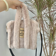 Crossbody Bag For Women Solid Color Faux Fur Large Handbag