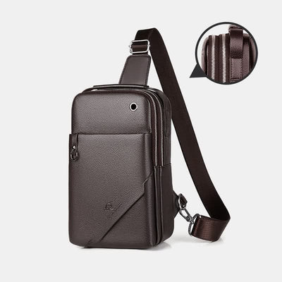 Men's Leather Sling Backpack Chest Crossbody Shoulder Bag for Travel Hiking