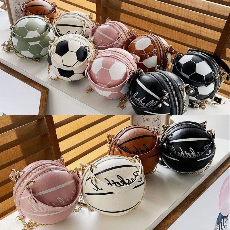 Unique Design Basketball Football Look Mini Round Bag